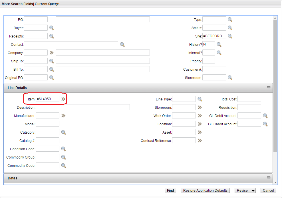Use advanced search to find records that contain an item