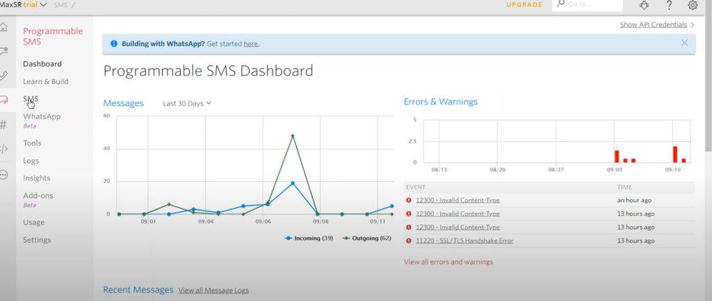 Twilio Dashboard