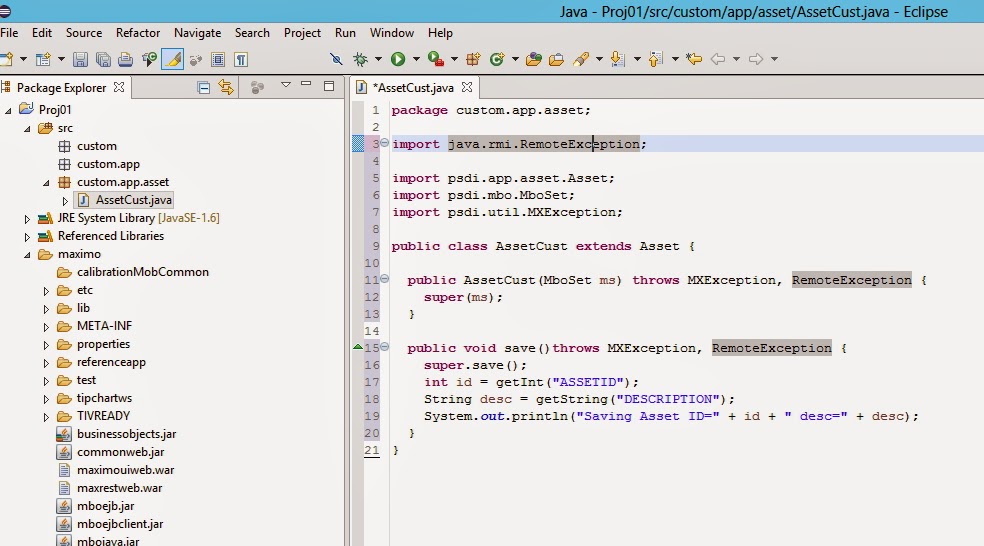 Maximo Java Customisation Extension