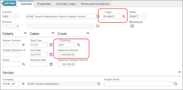 Blanket Contract in Maximo