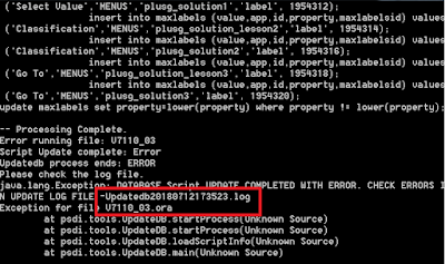 Error during the UpdateDB process