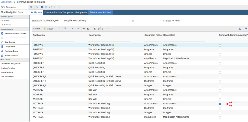 Enable sending attachments when setting up Communication Template