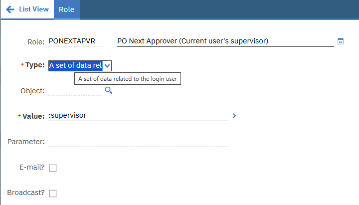 Dynamic workflow role "A set of data related to the login user"